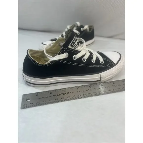 Converse All Star Chuck Taylor Youth US 1 / UK 13.5 Black Low‑Top Sneakers Shoes - Picture 4 of 16